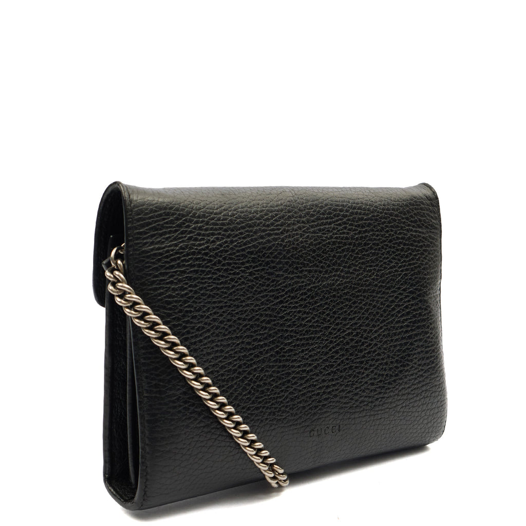 Gucci Clutch Dionysus Chain Wallet in Black, Leather