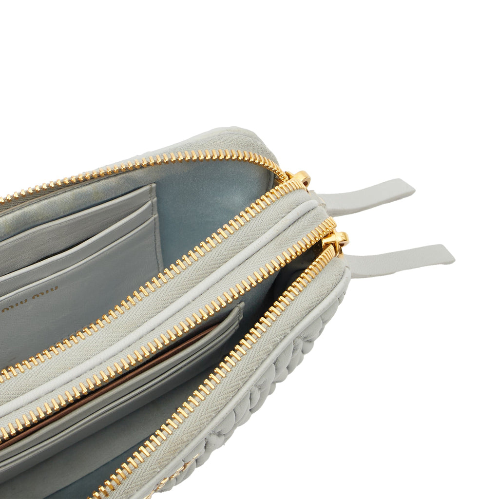 Miu Miu Cross Body Matelasse Crossbody in Blue, Leather