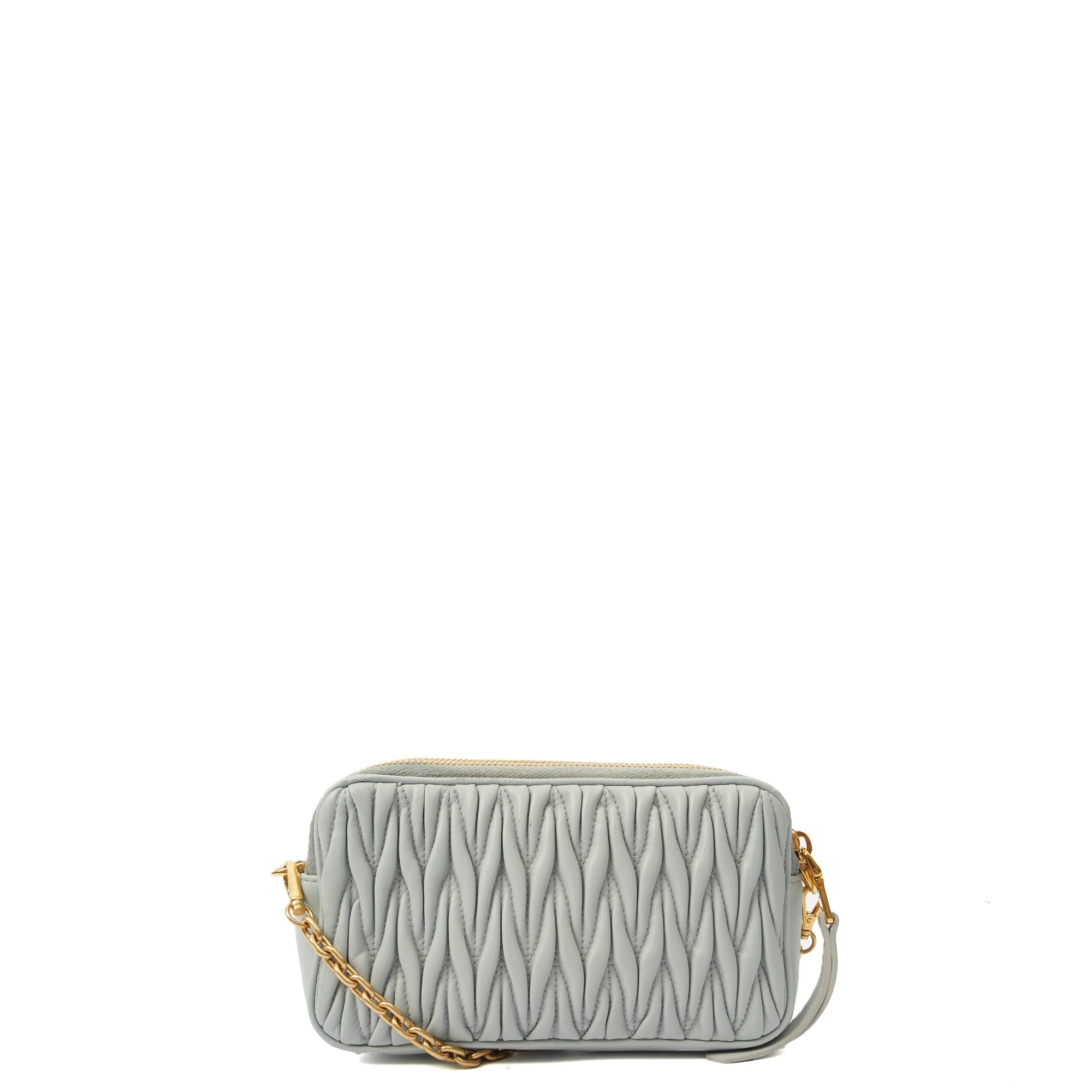 Miu Miu Cross Body Matelasse Crossbody in Blue, Leather