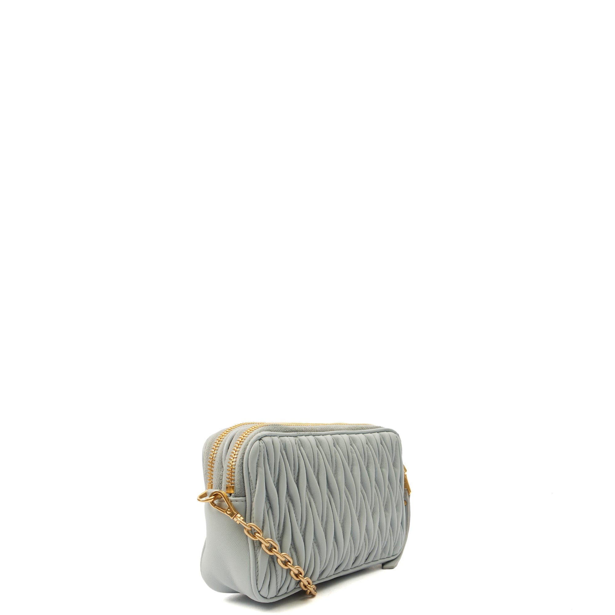 Miu Miu Cross Body Matelasse Crossbody in Blue, Leather