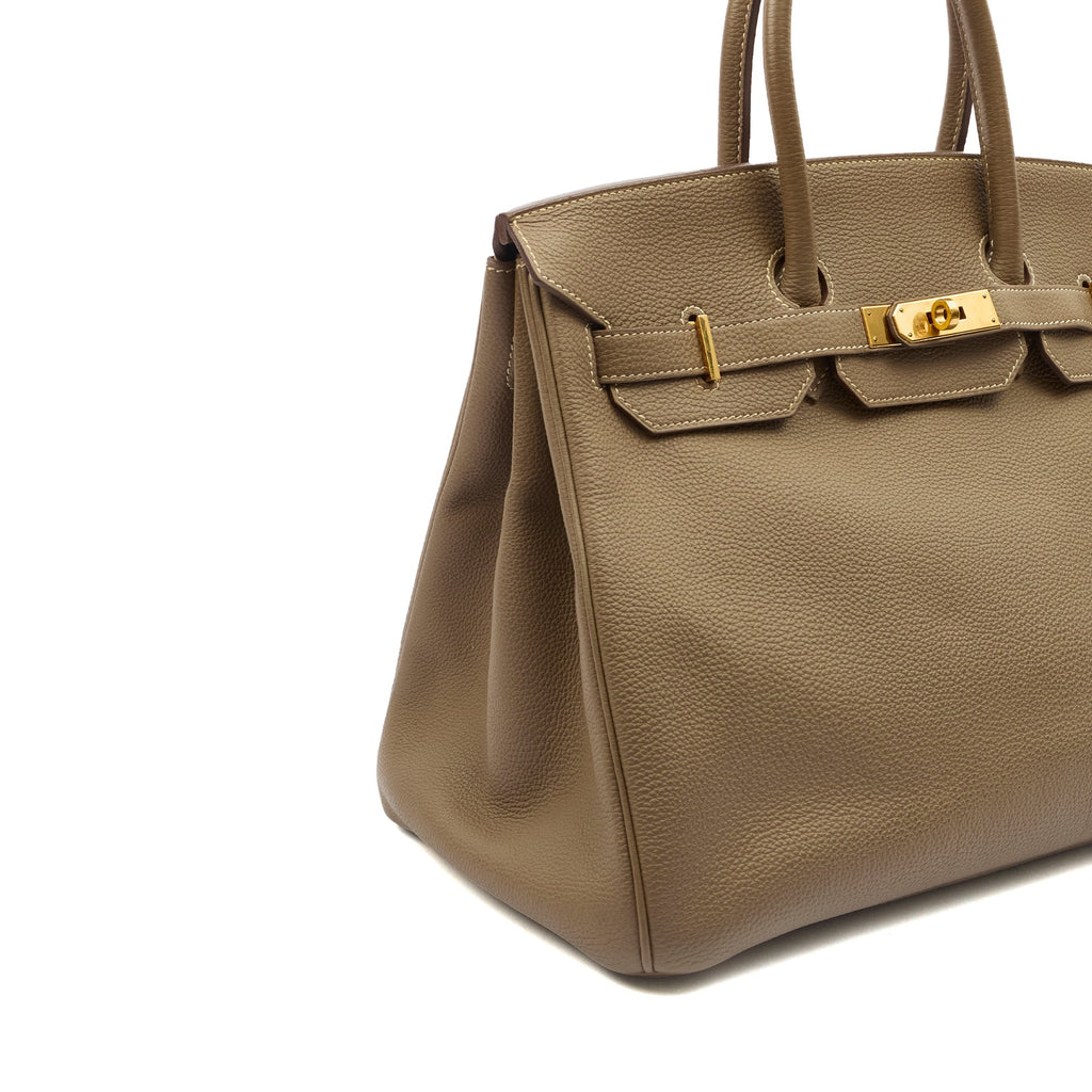 Hermes Tote Birkin 35 in Etoupe, Togo Leather