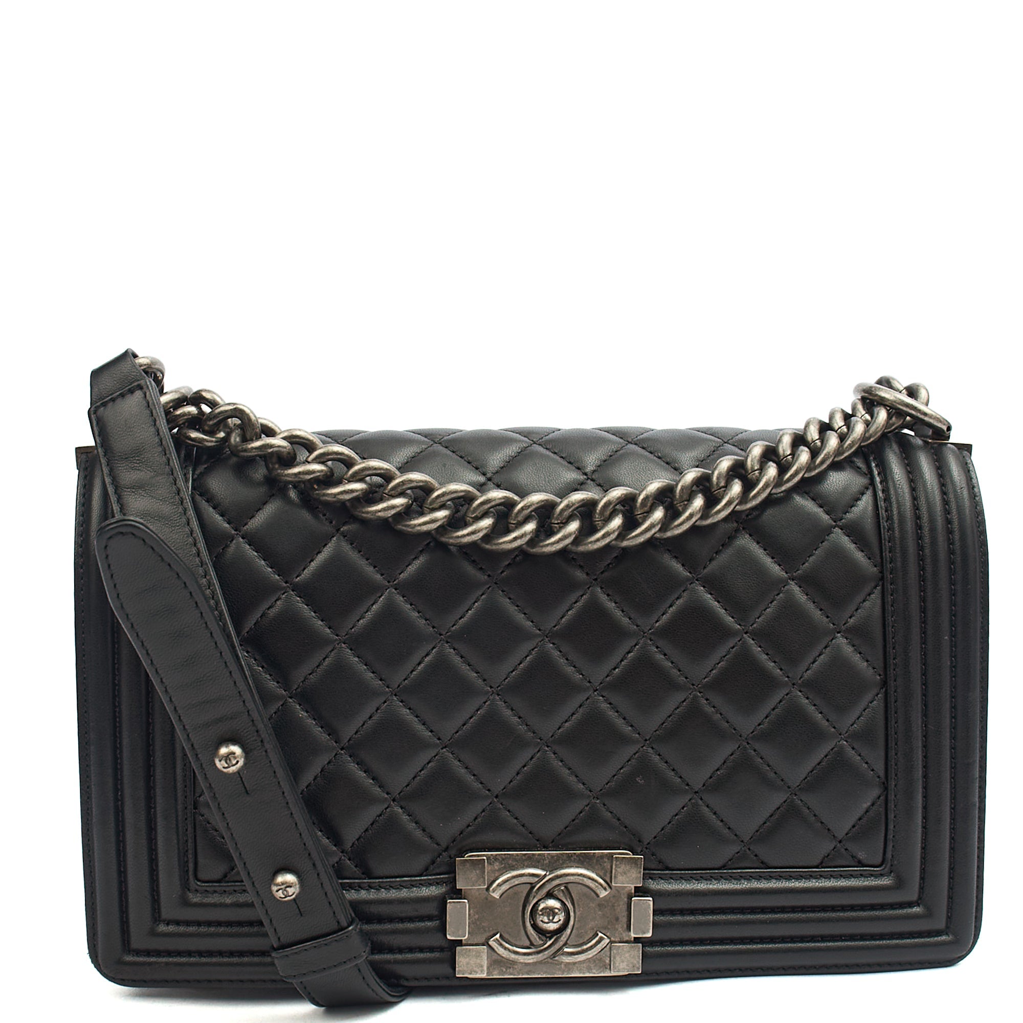 Chanel Shoulder Bag Boy - Medium in Black, Lambskin Leather
