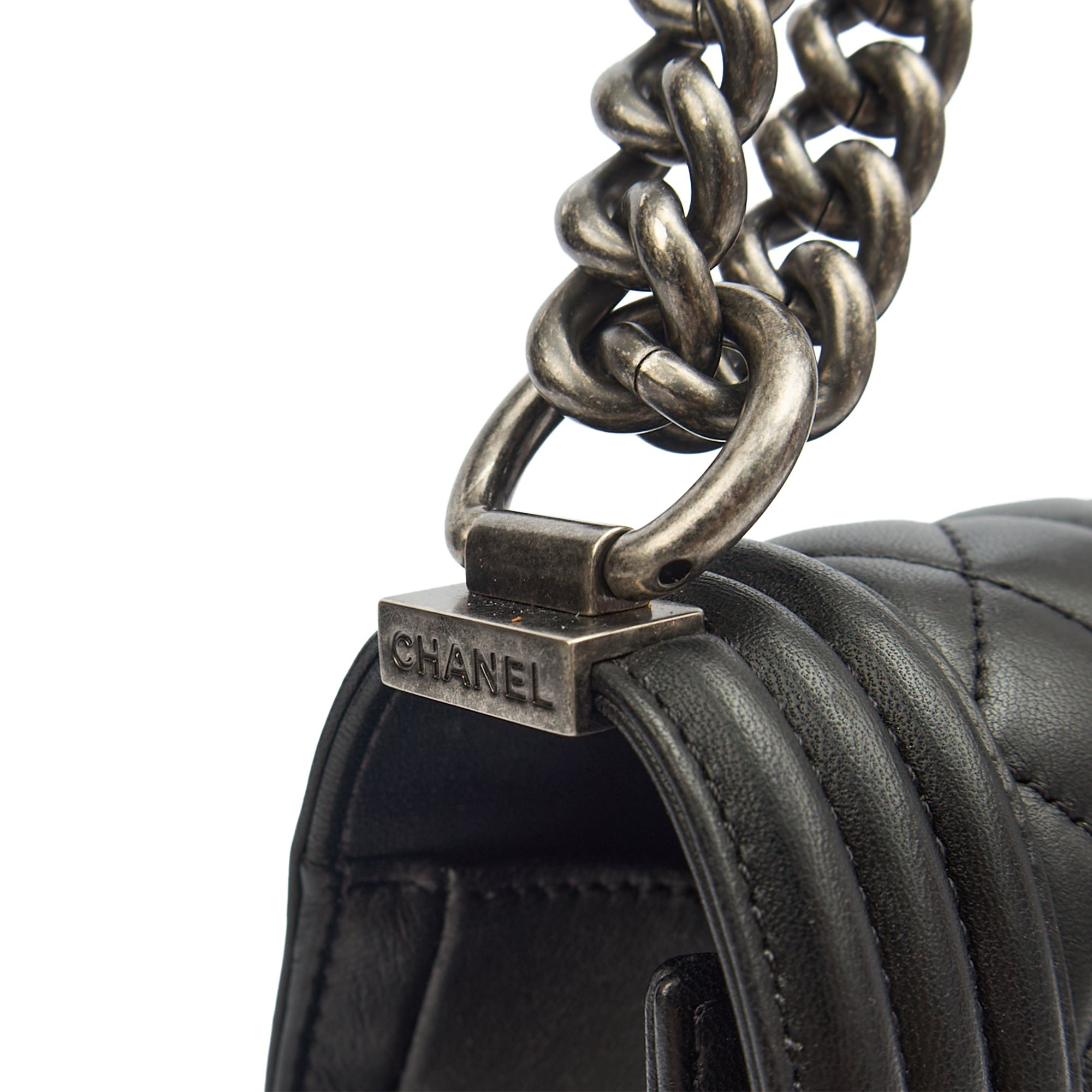 Chanel Shoulder Bag Boy - Medium in Black, Lambskin Leather