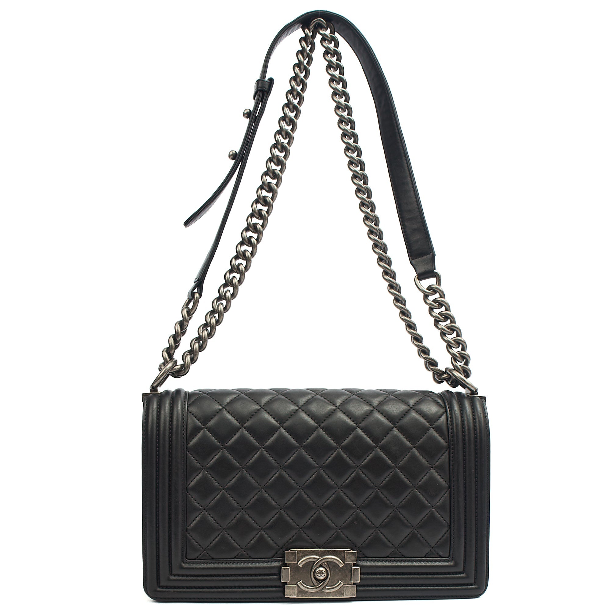 Chanel Shoulder Bag Boy - Medium in Black, Lambskin Leather
