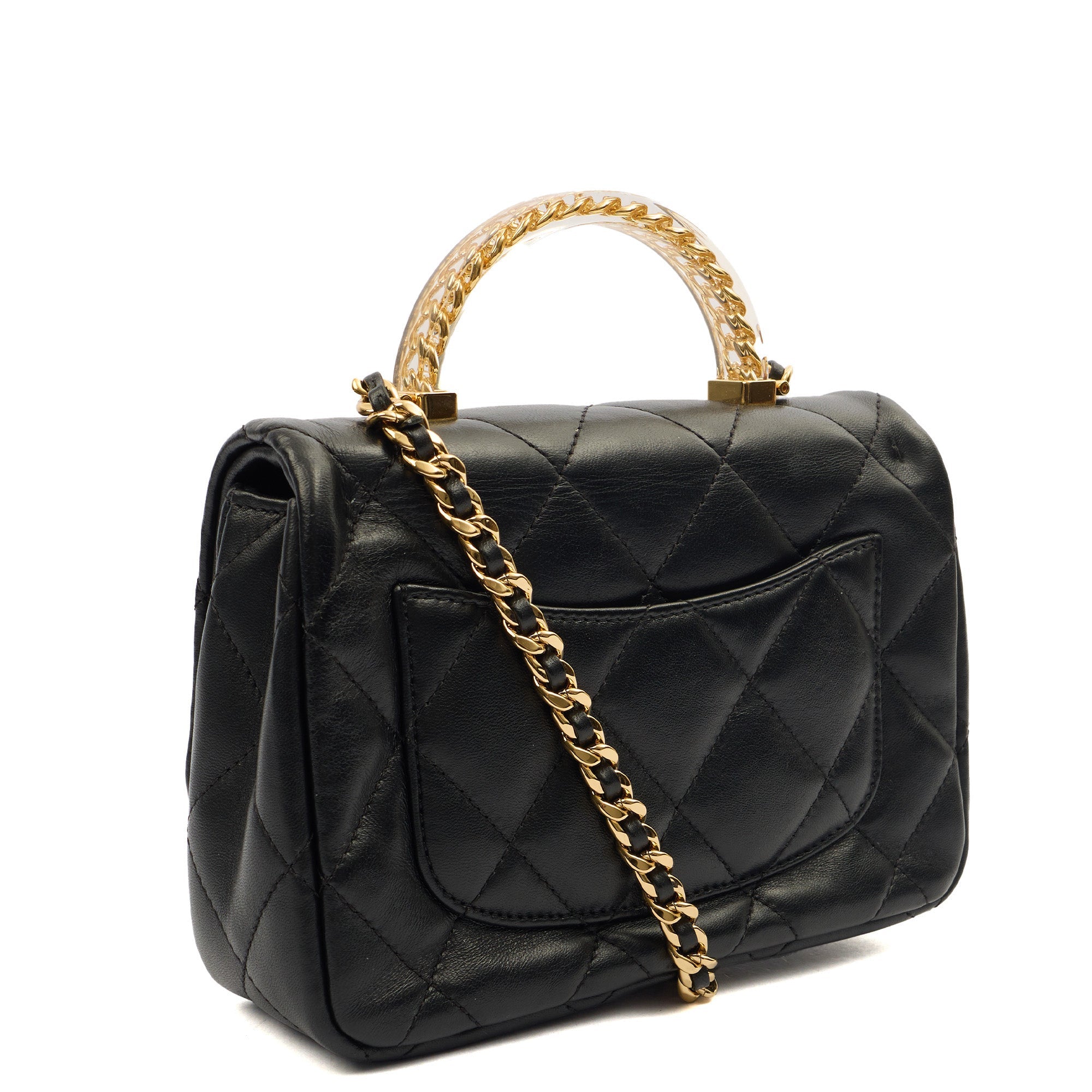 Chanel Top Handle Flap Bag with Top Handle - Small in Black, Lambskin Leather