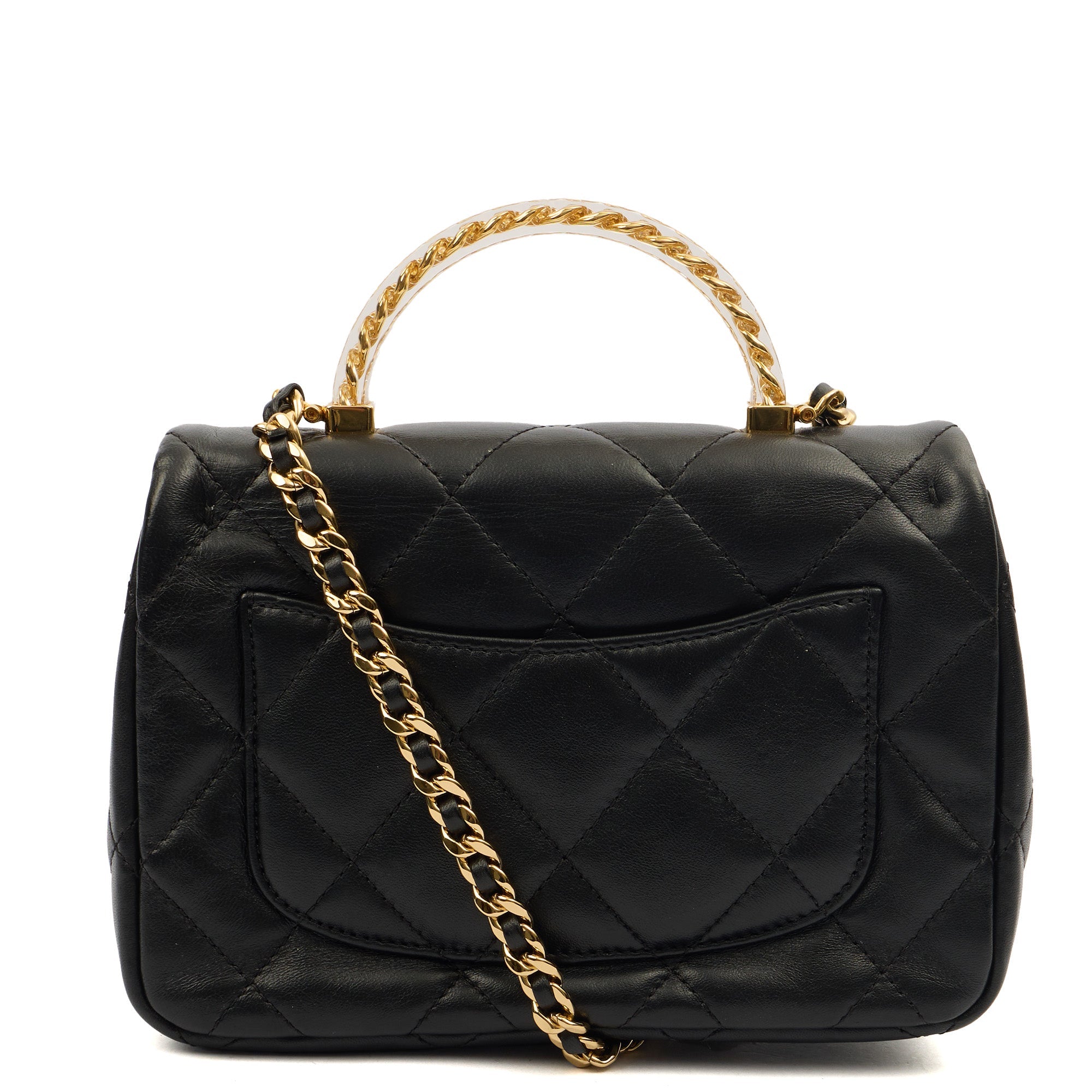 Chanel Top Handle Flap Bag with Top Handle - Small in Black, Lambskin Leather