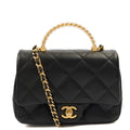 Chanel Top Handle Flap Bag with Top Handle - Small in Black, Lambskin Leather