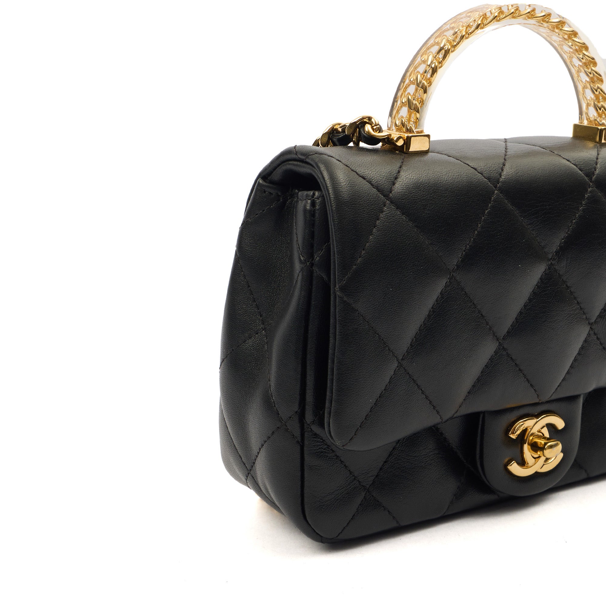 Chanel Top Handle Flap Bag with Top Handle - Small in Black, Lambskin Leather