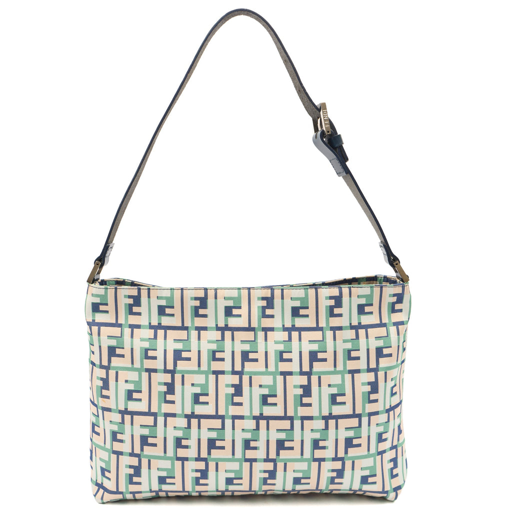 Fendi Shoulder Bag Zucca Tote in Green, Leather