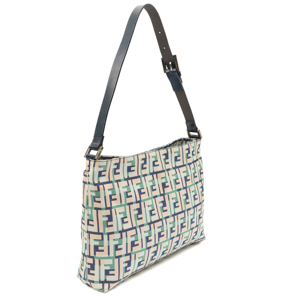 Fendi Shoulder Bag Zucca Tote in Green, Leather
