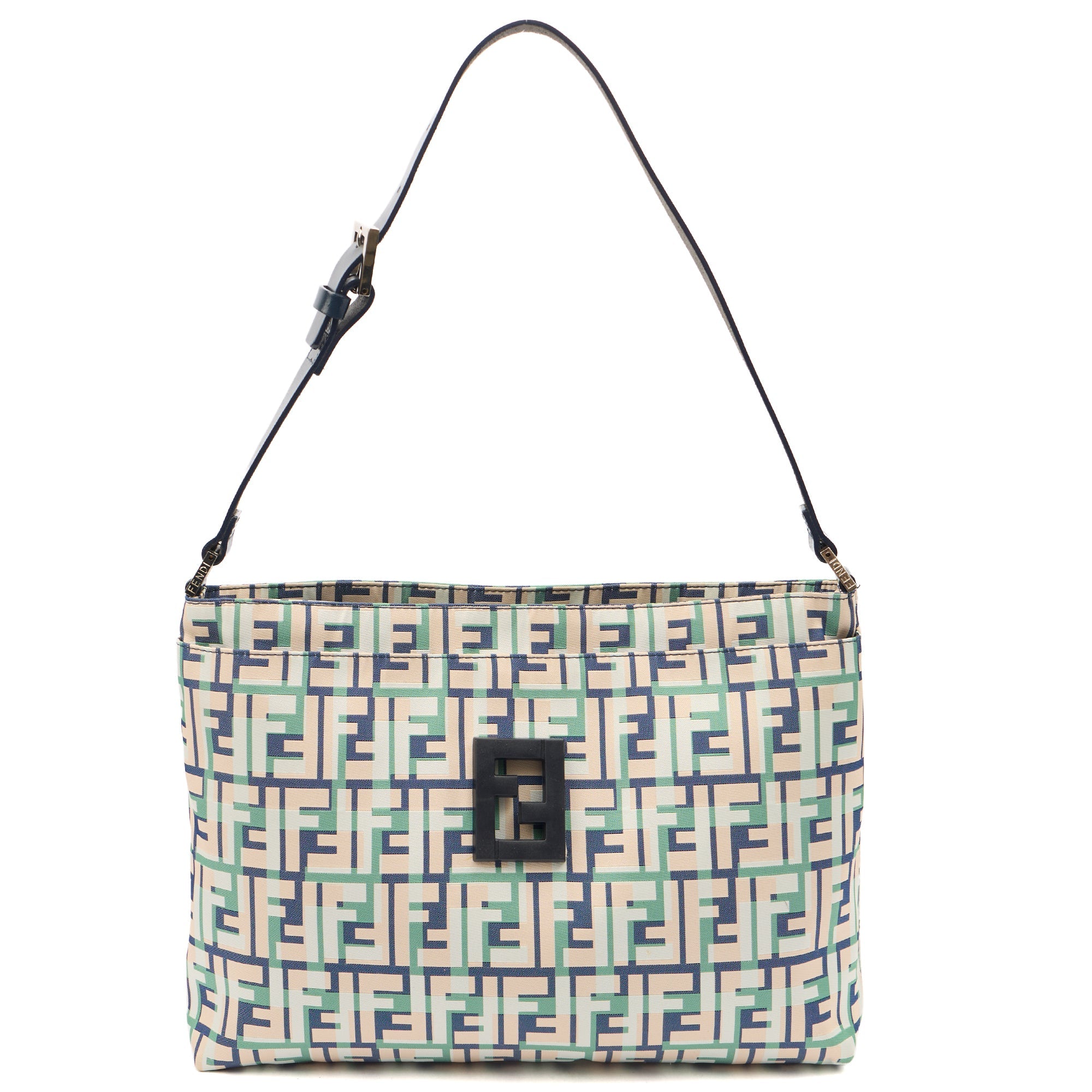 Fendi Shoulder Bag Zucca Tote in Green, Leather