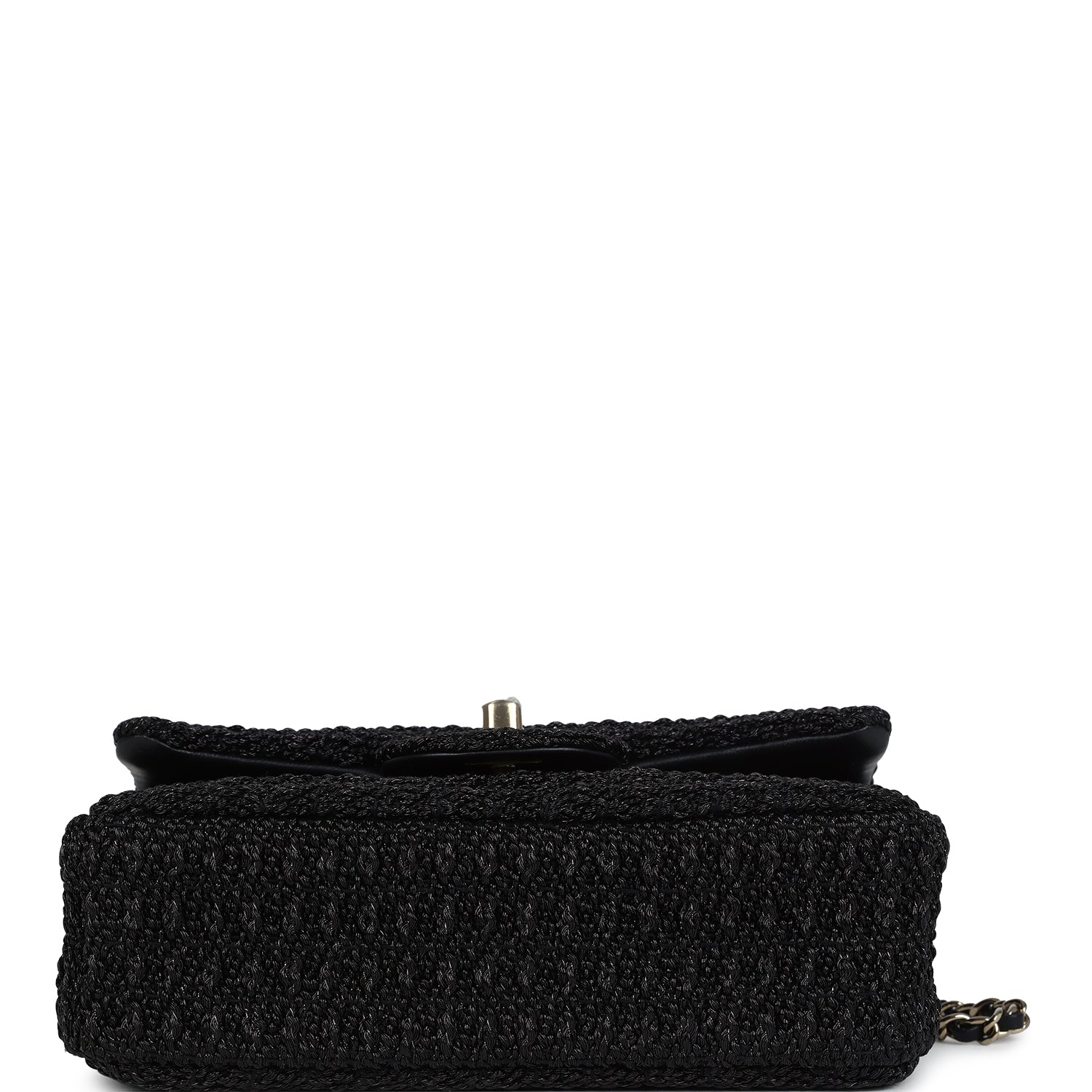 Chanel Mini Summer Nights Flap Bag Black Woven Patent Leather Light Gold Hardware