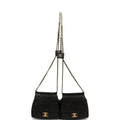 Pre-owned Chanel Twins Side Pack Black Lambskin Faux Pearls & Brushed Gold Hardware