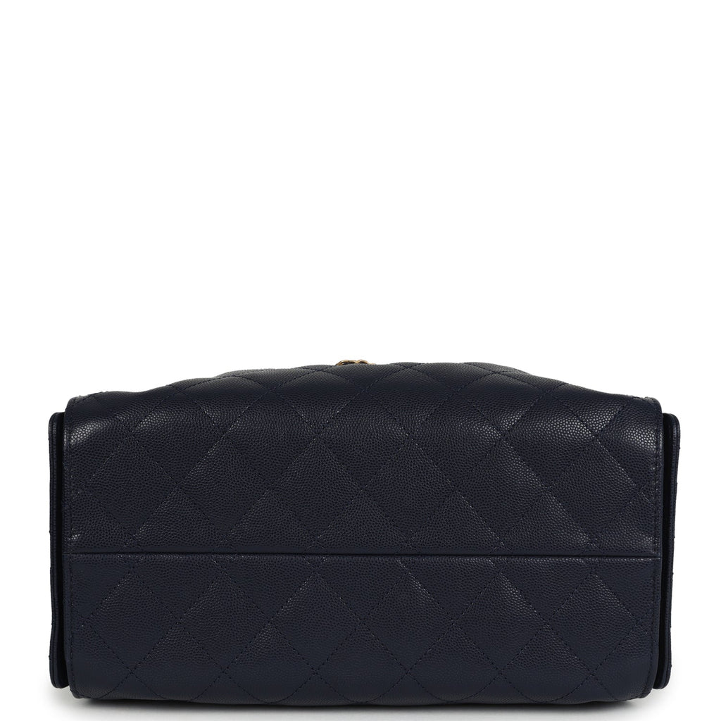 Chanel Small 25 Hobo Bag Dark Navy Caviar Antique Gold Hardware