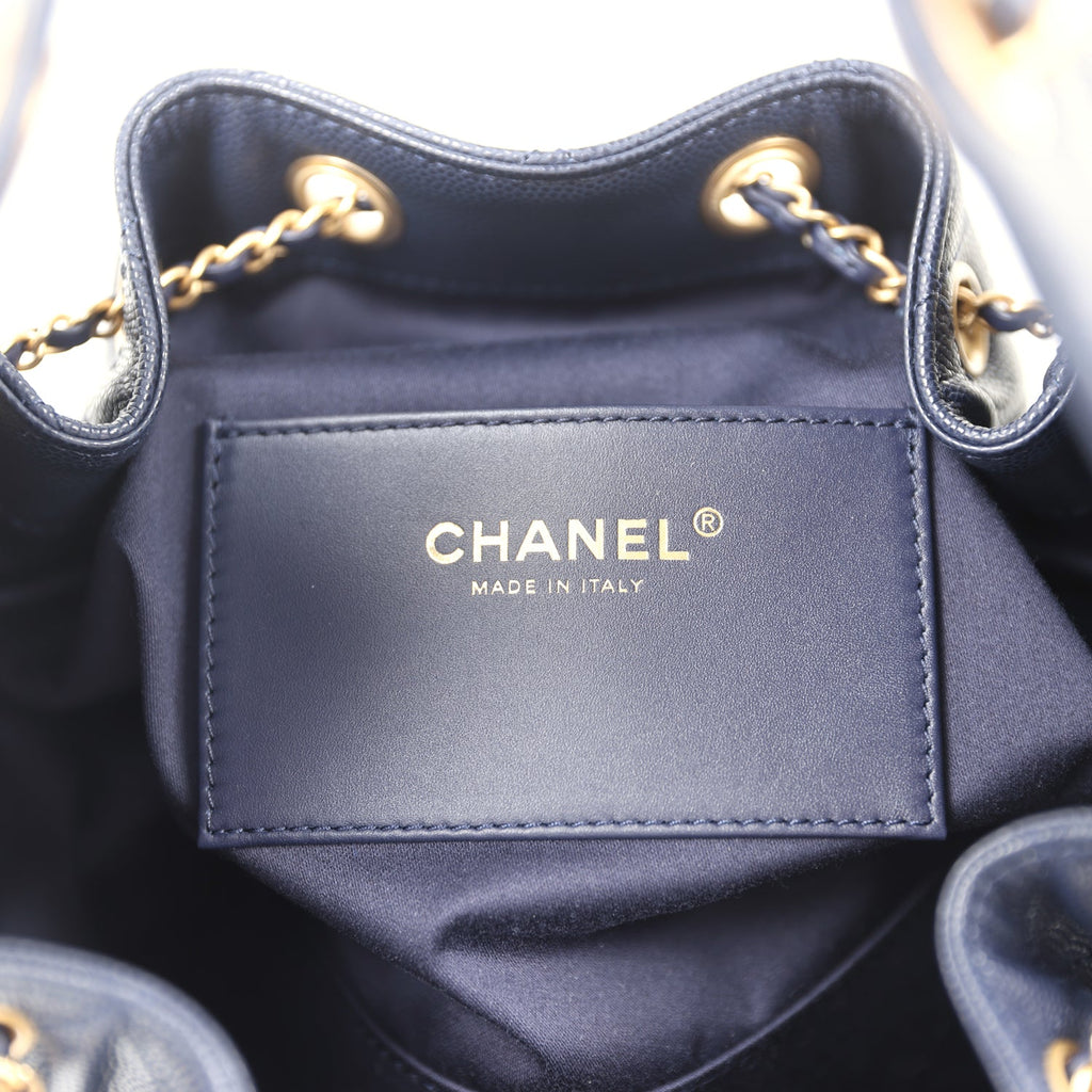 Chanel Small 25 Hobo Bag Dark Navy Caviar Antique Gold Hardware