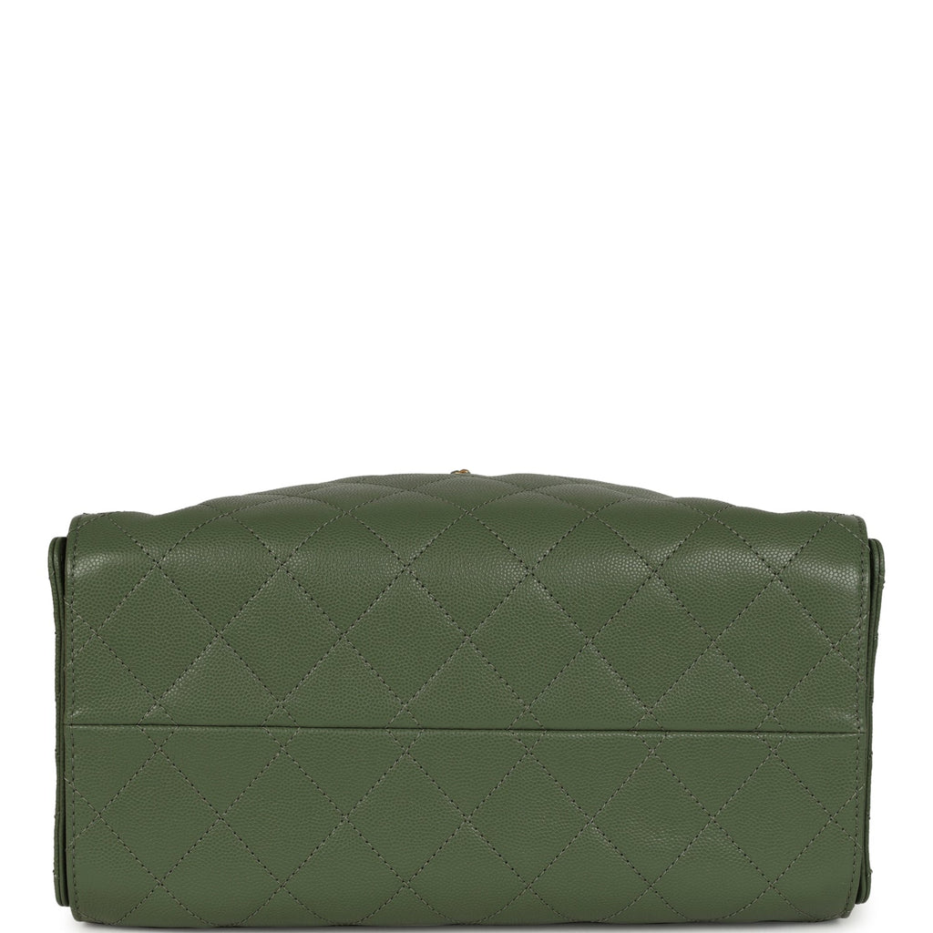 Chanel Small 25 Hobo Bag Khaki Caviar Antique Gold Hardware