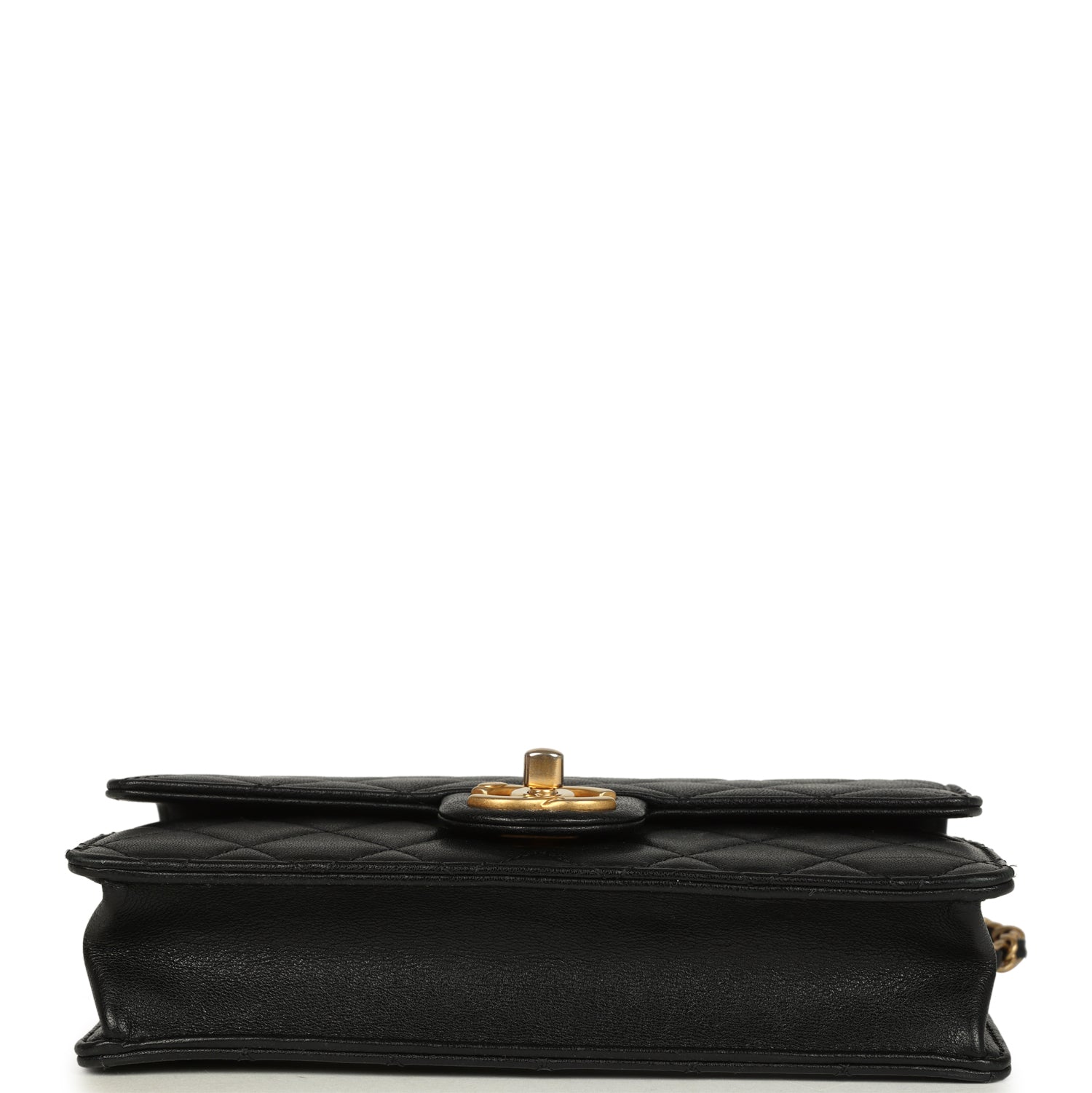 Pre-owned Chanel Small Chic Pearls Flap Bag Black Goatskin Antique Gold Hardware
