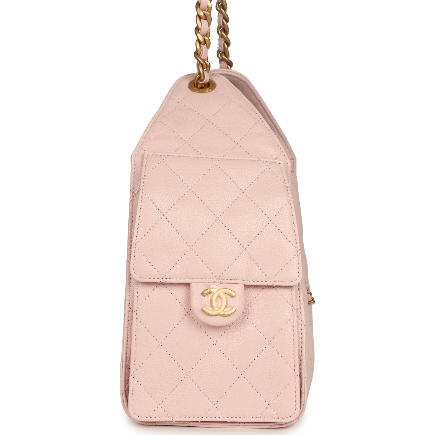 Chanel Small 25 Hobo Bag Light Pink Caviar Antique Gold Hardware