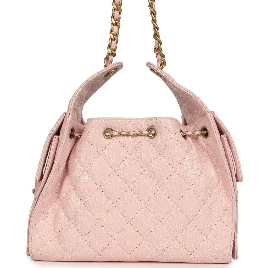 Chanel Small 25 Hobo Bag Light Pink Caviar Antique Gold Hardware