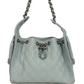 Chanel Small 25 Hobo Bag Light Blue Caviar Aged Ruthenium Hardware