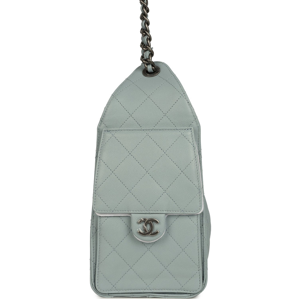 Chanel Small 25 Hobo Bag Light Blue Caviar Aged Ruthenium Hardware