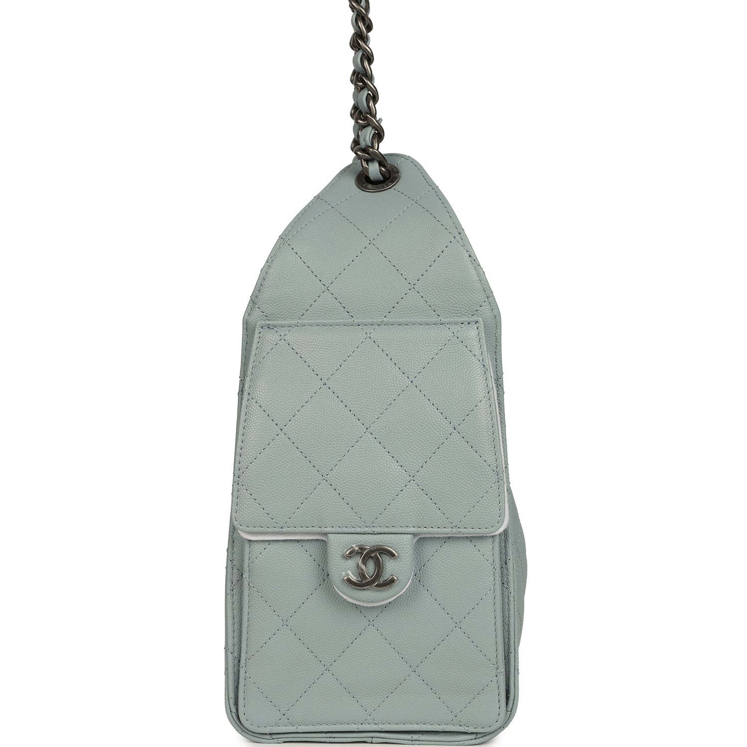 Chanel Small 25 Hobo Bag Light Blue Caviar Aged Ruthenium Hardware