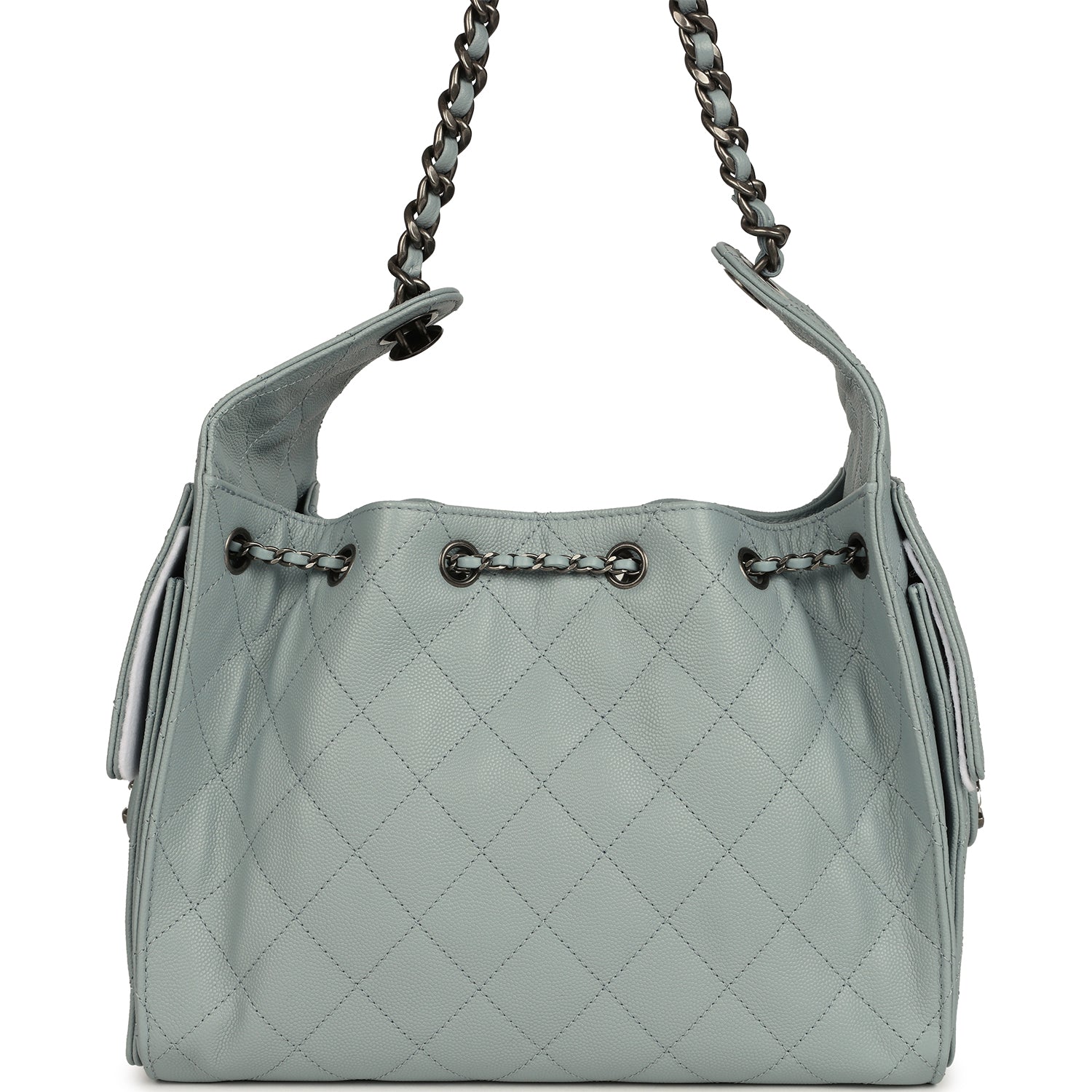 Chanel Small 25 Hobo Bag Light Blue Caviar Aged Ruthenium Hardware