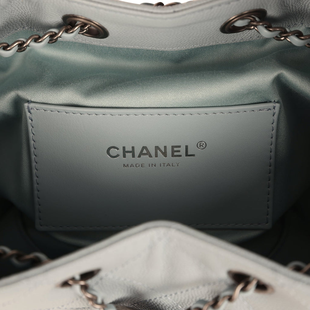 Chanel Small 25 Hobo Bag Light Blue Caviar Aged Ruthenium Hardware