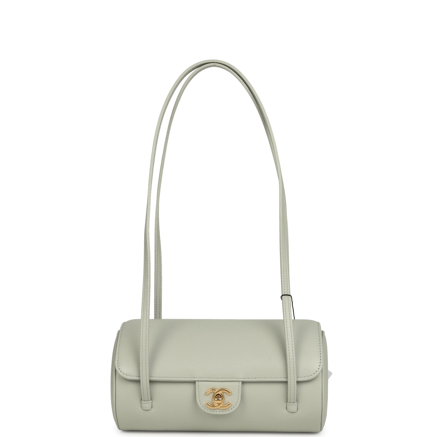 Chanel Preppy Coco Bowling Bag Light Green Shiny Caviar Brushed Gold Hardware
