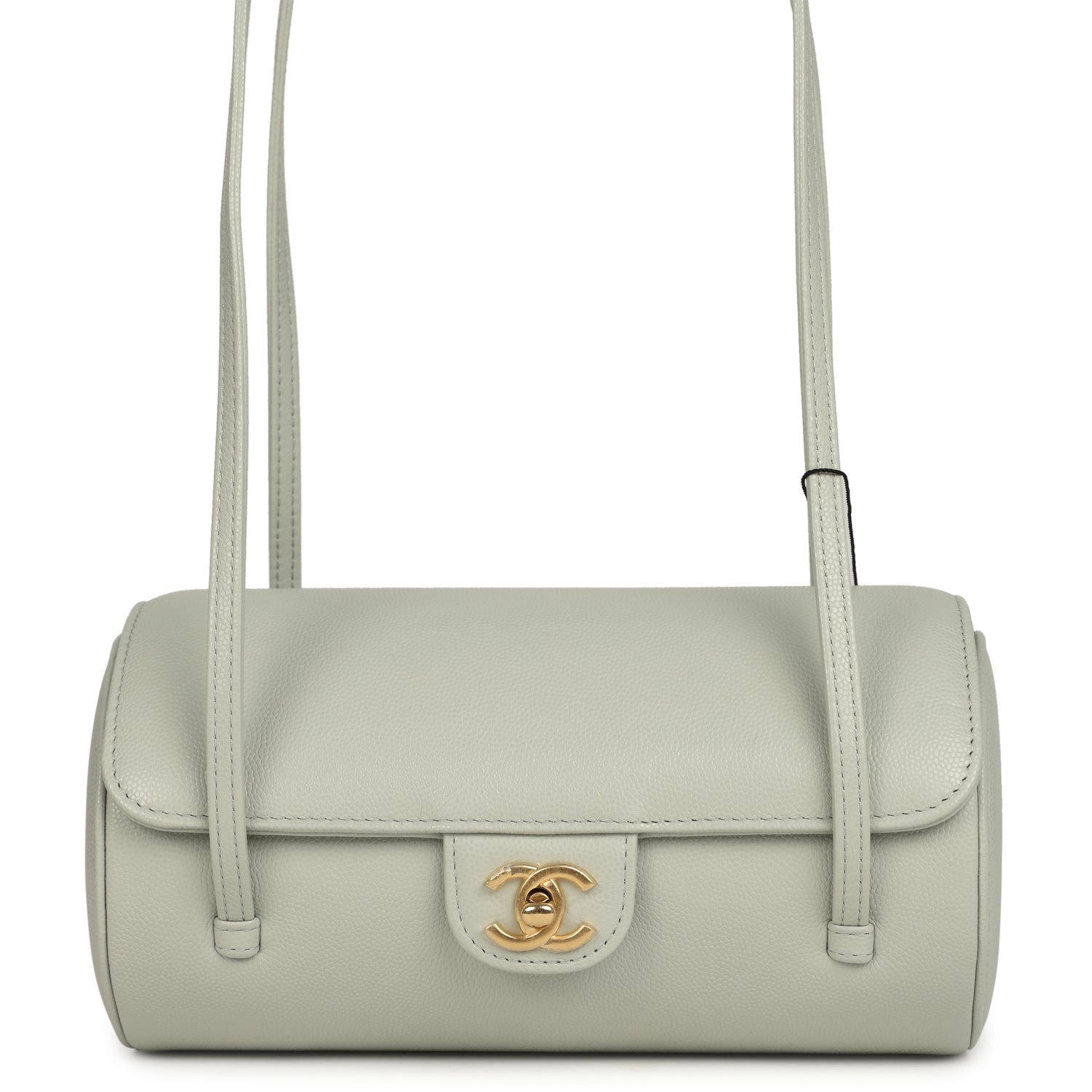 Chanel Preppy Coco Bowling Bag Light Green Shiny Caviar Brushed Gold Hardware