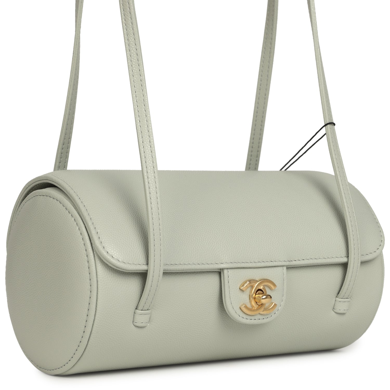 Chanel Preppy Coco Bowling Bag Light Green Shiny Caviar Brushed Gold Hardware