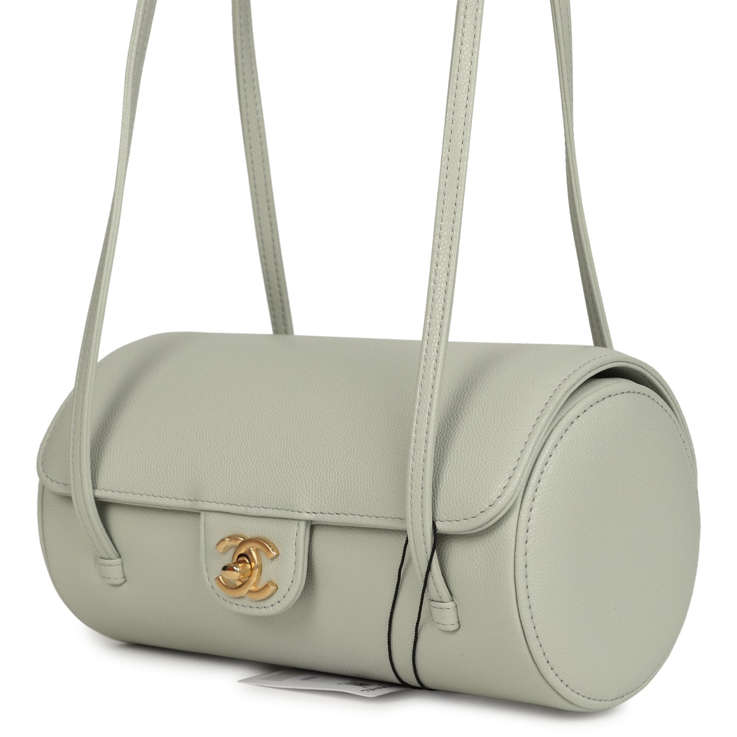Chanel Preppy Coco Bowling Bag Light Green Shiny Caviar Brushed Gold Hardware