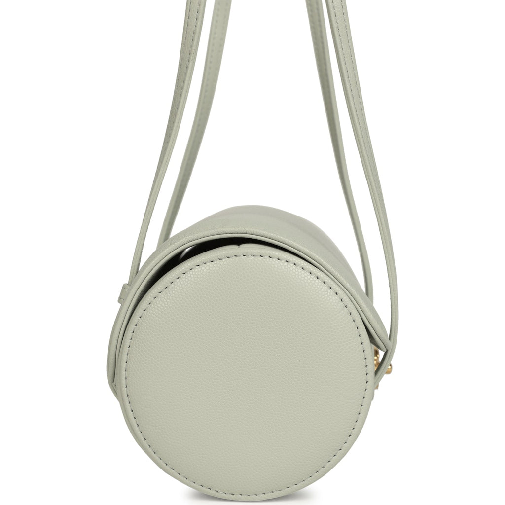 Chanel Preppy Coco Bowling Bag Light Green Shiny Caviar Brushed Gold Hardware
