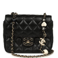Pre-owned Chanel Heart Charms Mini Square Flap Bag Black Lambskin Enamel Light Gold Hardware