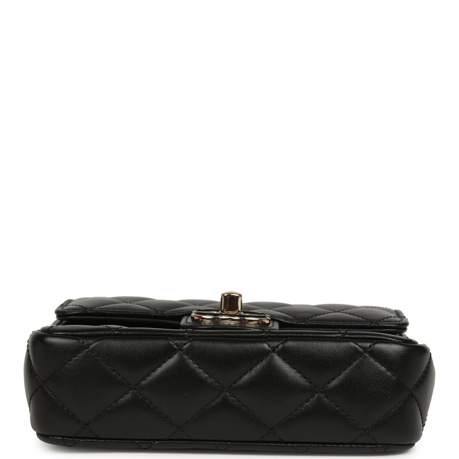 Pre-owned Chanel Heart Charms Mini Square Flap Bag Black Lambskin Enamel Light Gold Hardware
