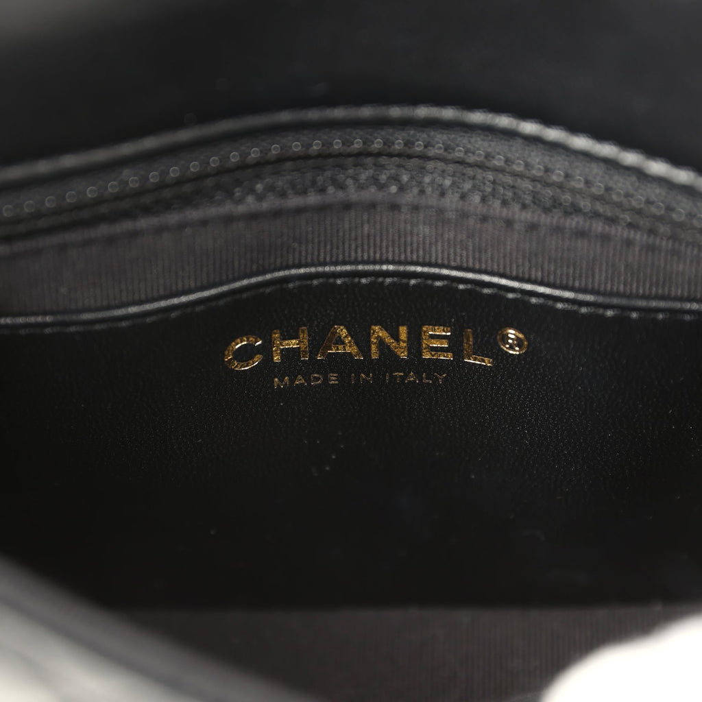 Pre-owned Chanel Heart Charms Mini Square Flap Bag Black Lambskin Enamel Light Gold Hardware