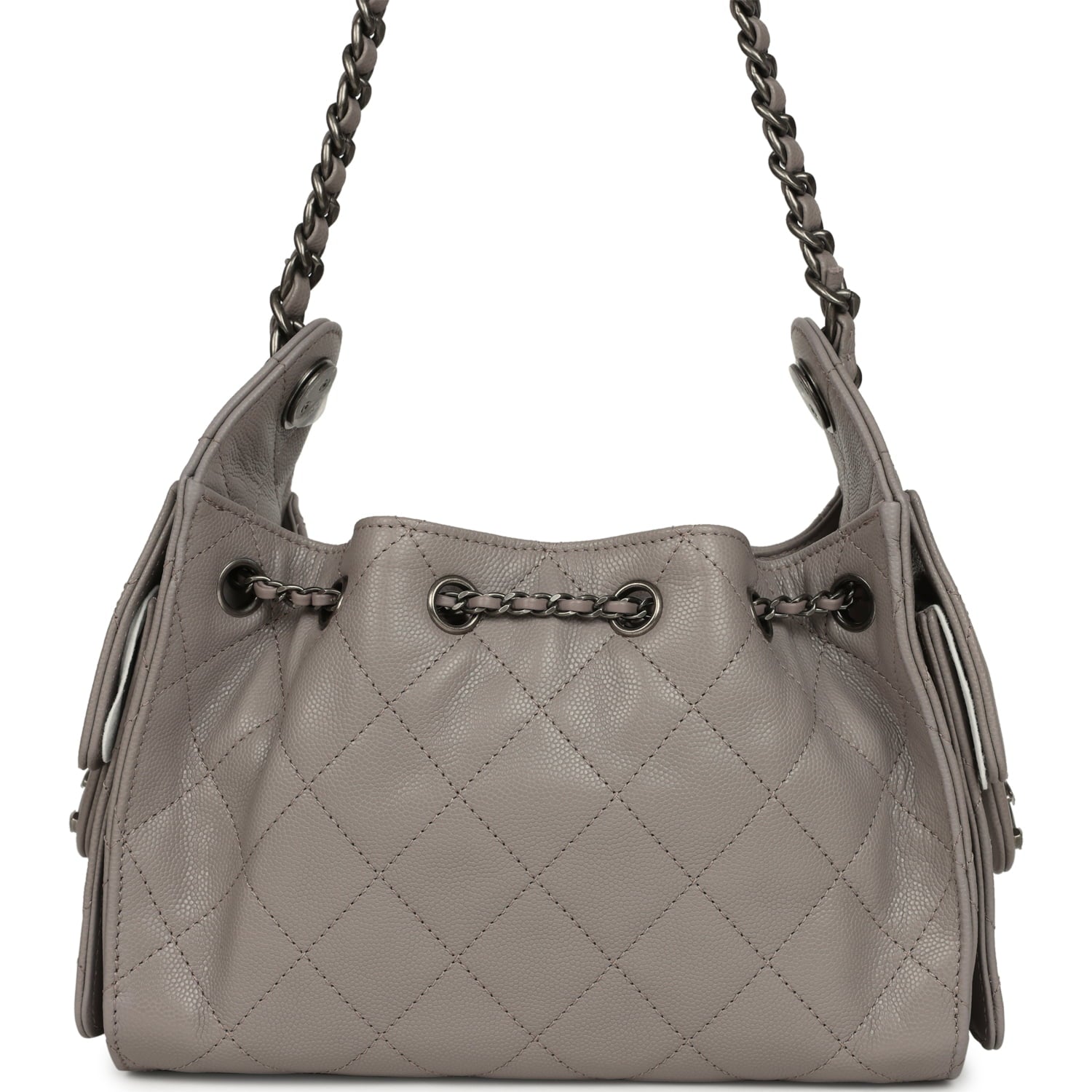 Chanel Mini 25 Hobo Bag Dark Grey Caviar Aged Ruthenium Hardware