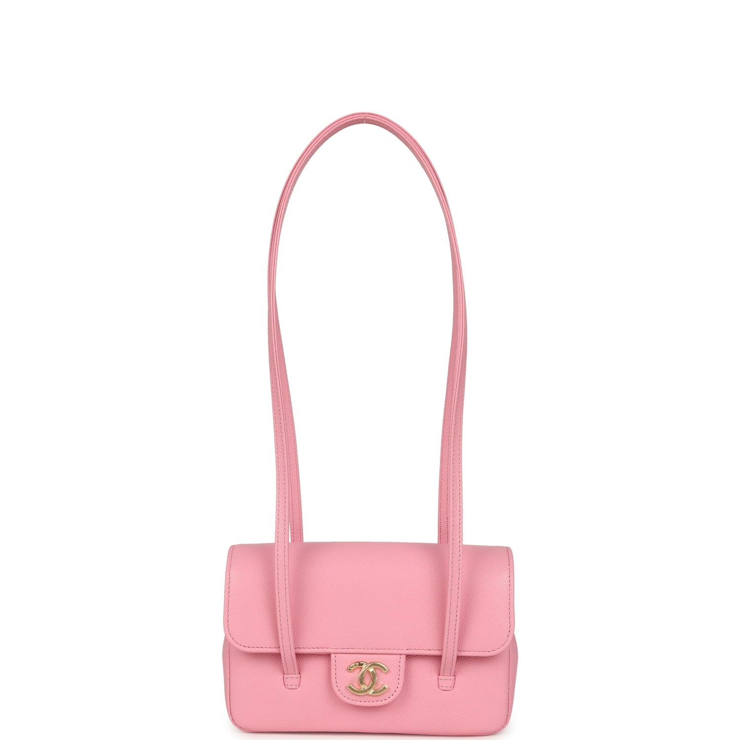 Chanel Mini Preppy Coco Clutch with Straps Pink Shiny Caviar Brushed Gold Hardware