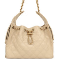 Pre-owned Chanel Small 25 Hobo Bag Beige Caviar Antique Gold Hardware