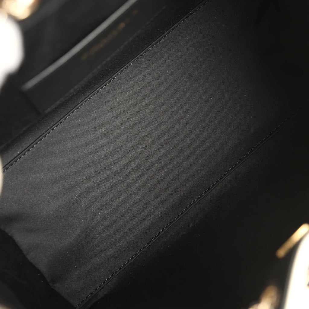 Chanel Small 25 Hobo Bag Black and White Calfskin Light Gold Hardware