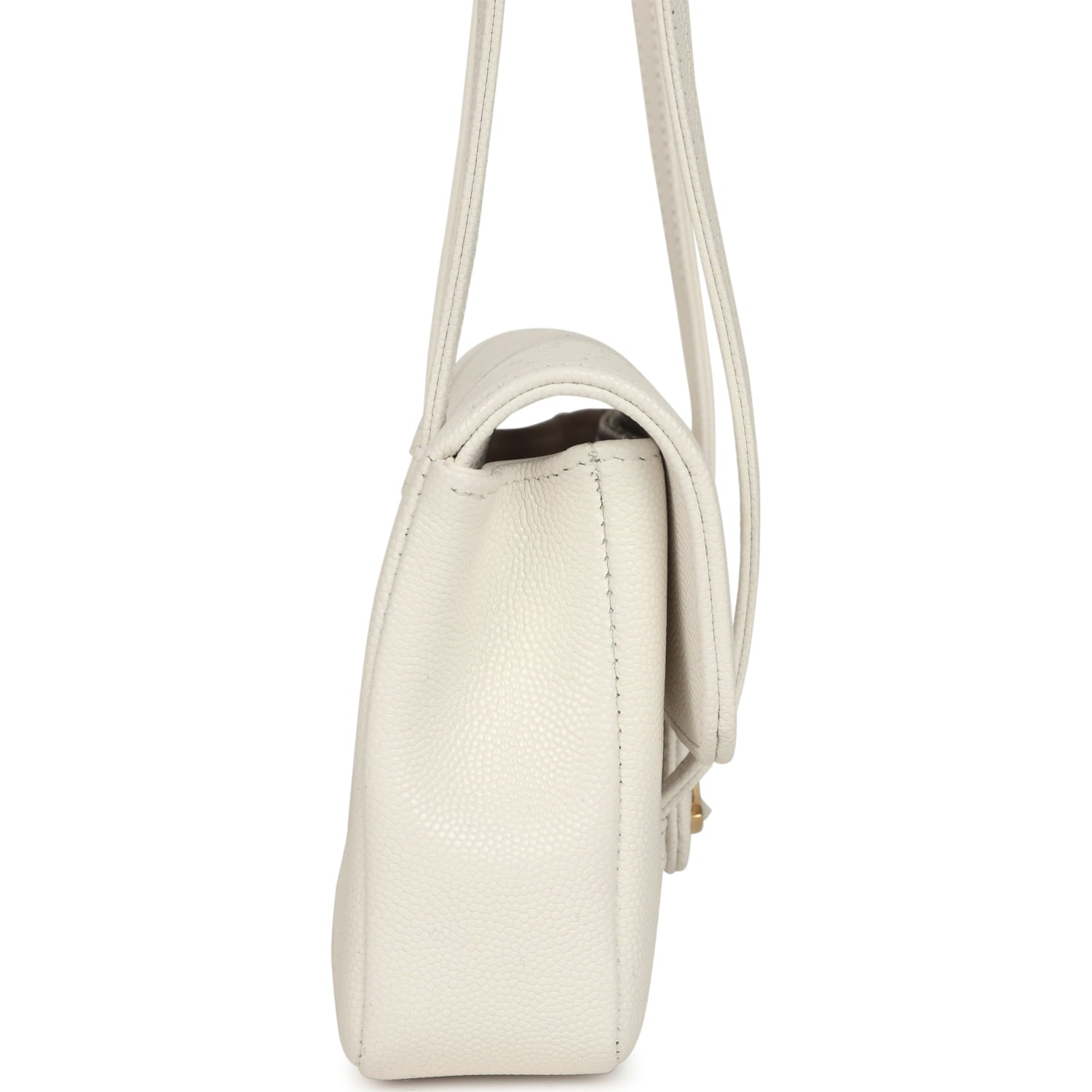 Chanel Mini Preppy Coco Clutch with Straps White Shiny Caviar Brushed Gold Hardware
