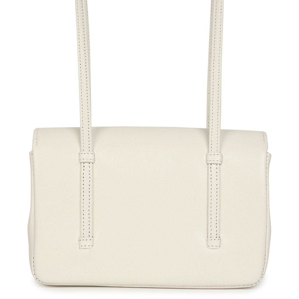 Chanel Mini Preppy Coco Clutch with Straps White Shiny Caviar Brushed Gold Hardware