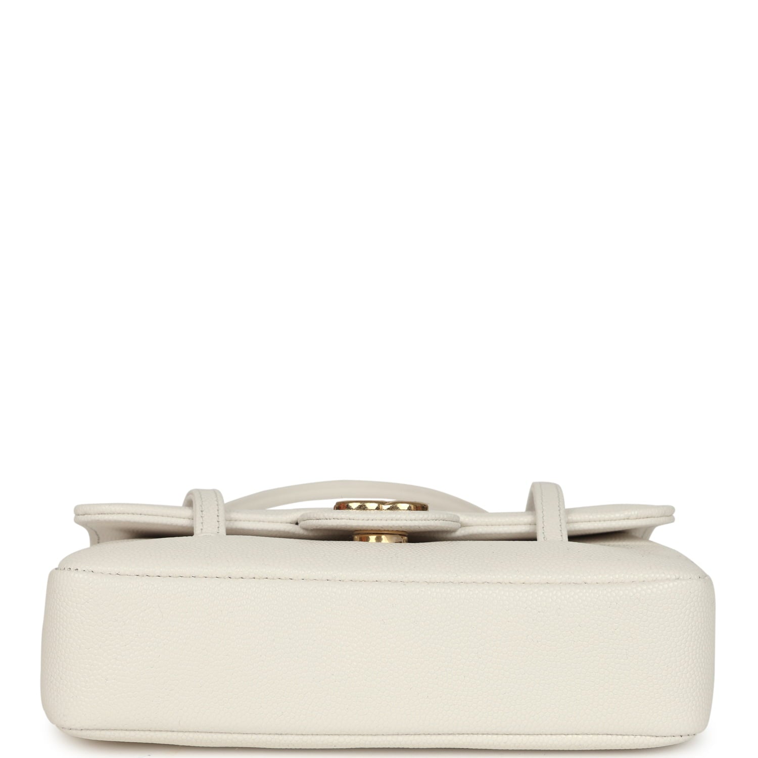 Chanel Mini Preppy Coco Clutch with Straps White Shiny Caviar Brushed Gold Hardware