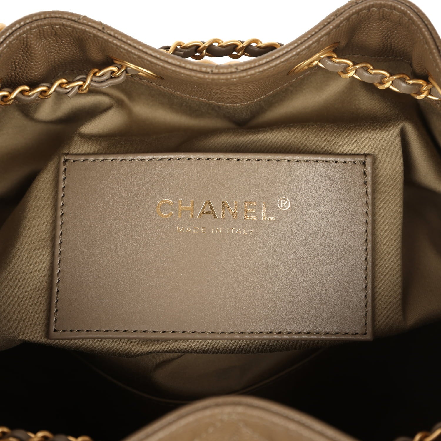 Chanel Small 25 Hobo Bag Dark Khaki Caviar Antique Gold Hardware