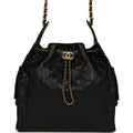 Chanel Medium 25 Hobo Bag Black Caviar Antique Gold Hardware