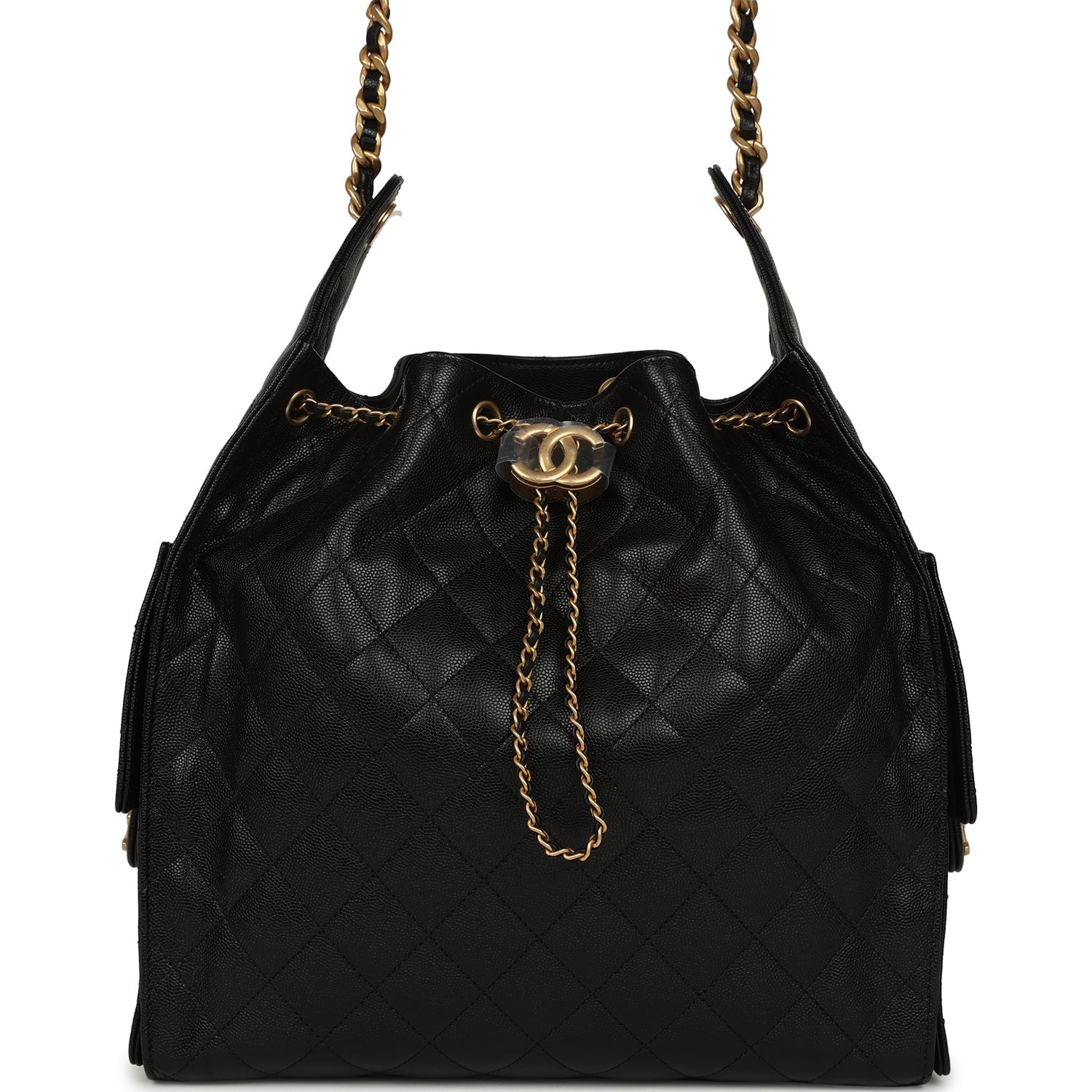Chanel Medium 25 Hobo Bag Black Caviar Antique Gold Hardware