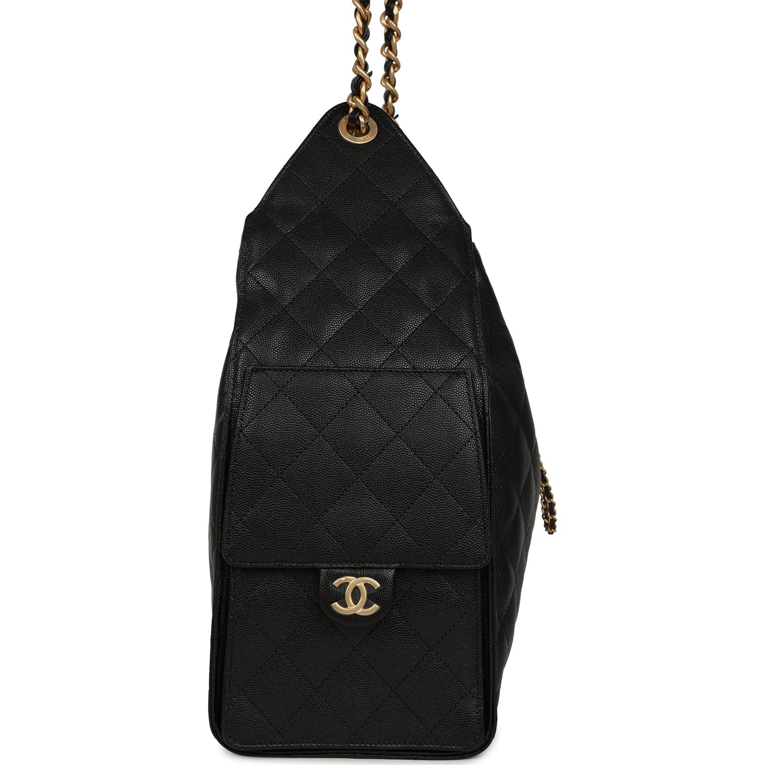 Chanel Medium 25 Hobo Bag Black Caviar Antique Gold Hardware