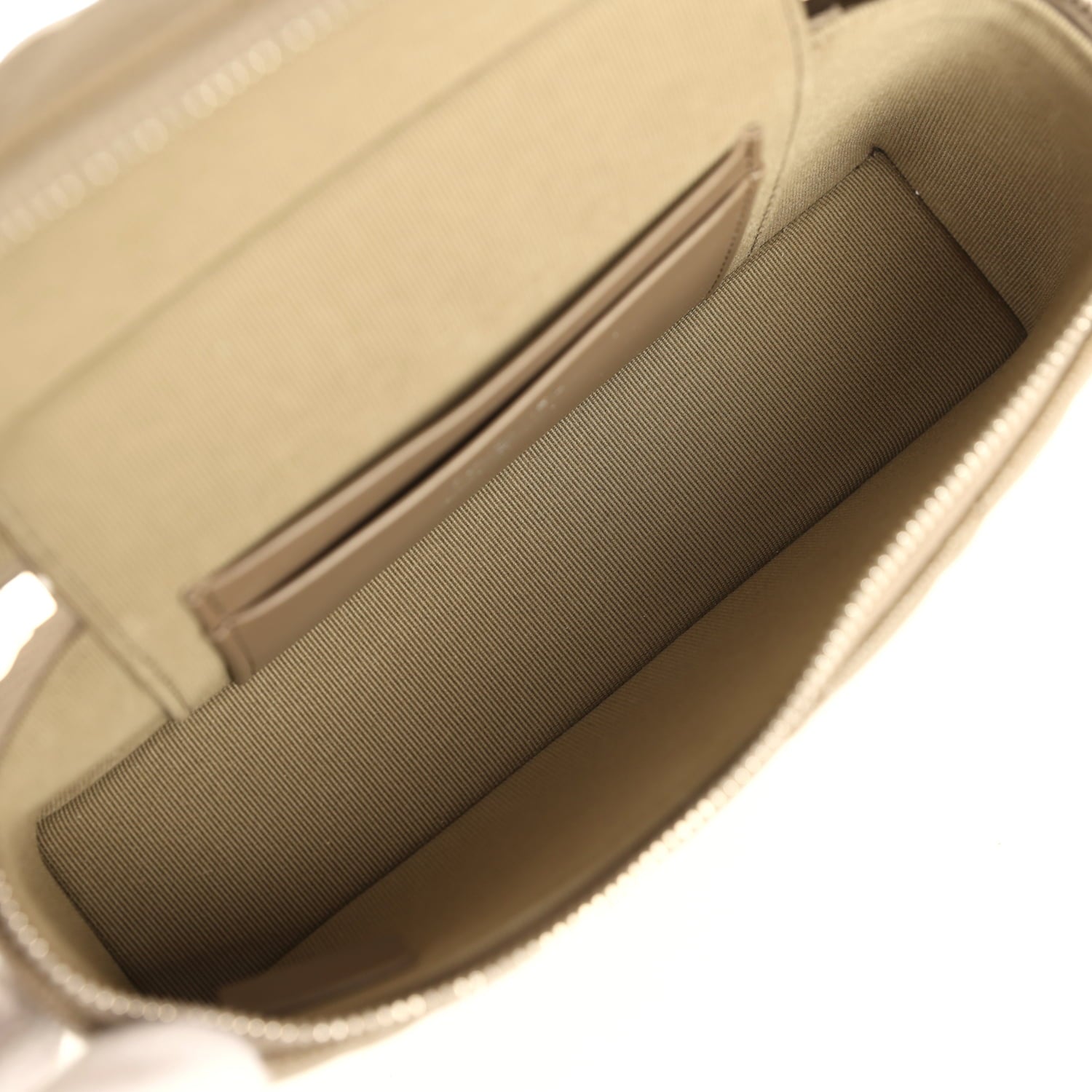Chanel Chevron Top Handle Long Vanity Case with Chain Dark Khaki Shiny Caviar Silver Hardware