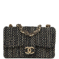 Chanel Small Westminster Pearl Flap Bag Black, Gold, White Tweed Brushed Gold Hardware