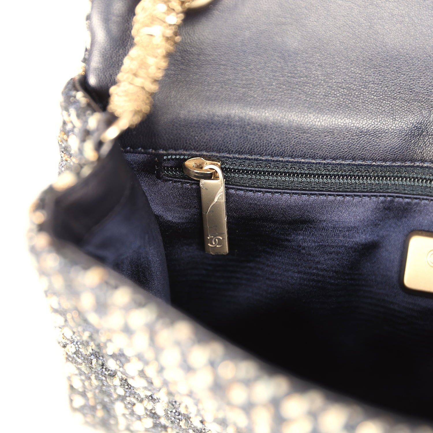 Chanel Small Westminster Pearl Flap Bag Black, Gold, White Tweed Brushed Gold Hardware